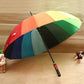 Rainbow Umbrella Ultra Durable Deluxe Strong Windproof Large Canopy 16Rib