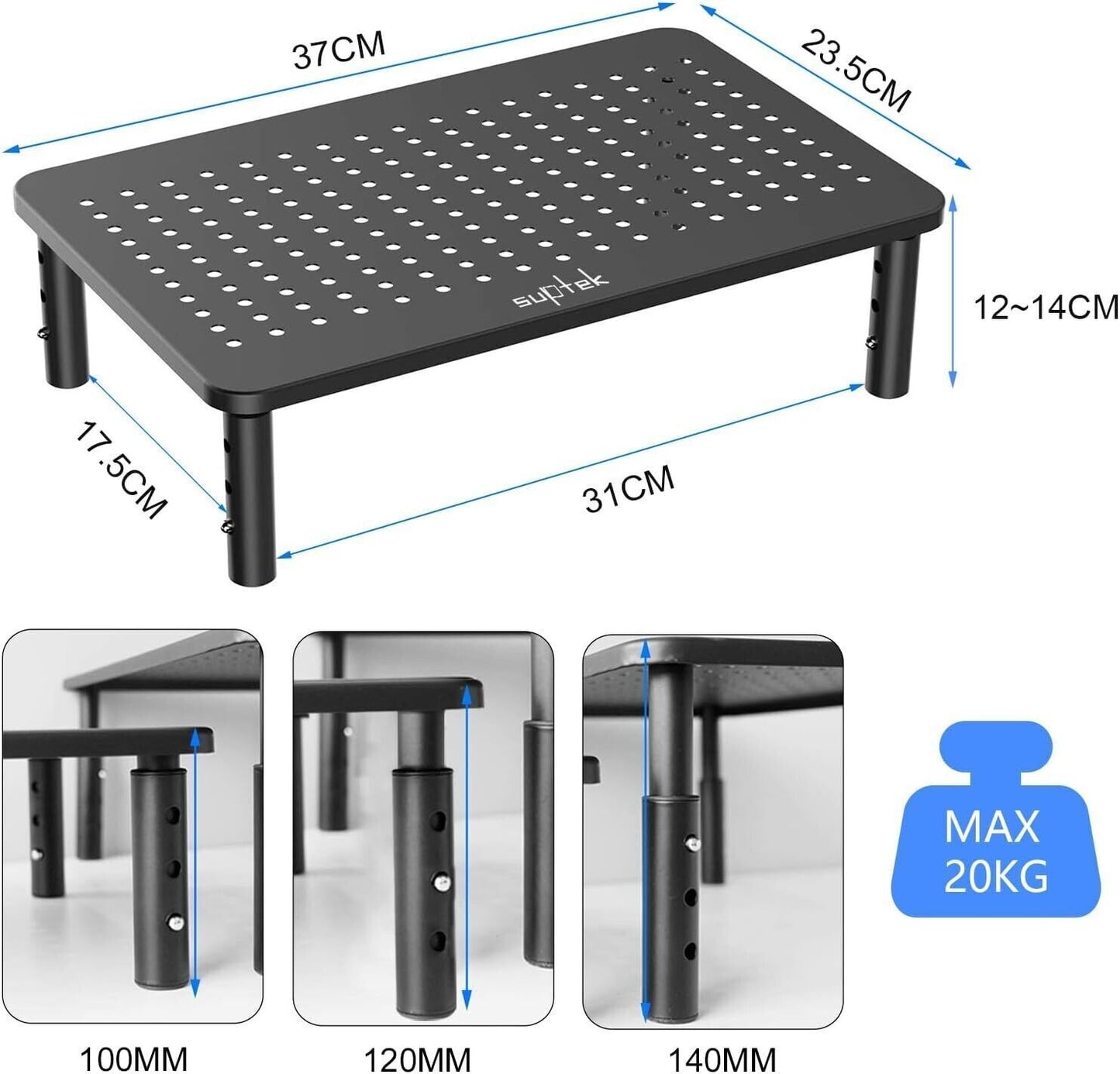 Computer Monitor Stand Metal for Riser Riser Laptop Printer Black