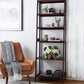 Classic 5-Tier Open Bookcase with Solid Rubber Wood Walnut 38.18 cm x 65.99 cm x 189.18 cm