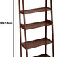 Classic 5-Tier Open Bookcase with Solid Rubber Wood Walnut 38.18 cm x 65.99 cm x 189.18 cm