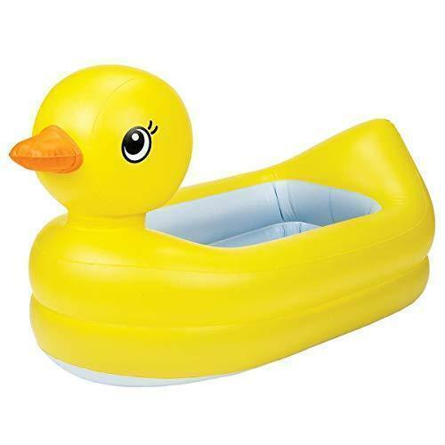 Munchkin White Hot Inflatable Baby Bath Duck Tub, suitable for alternative to larger paddling pools for small children, babies or toddlers. Ideal Baby Bath for traveling or for use at home.