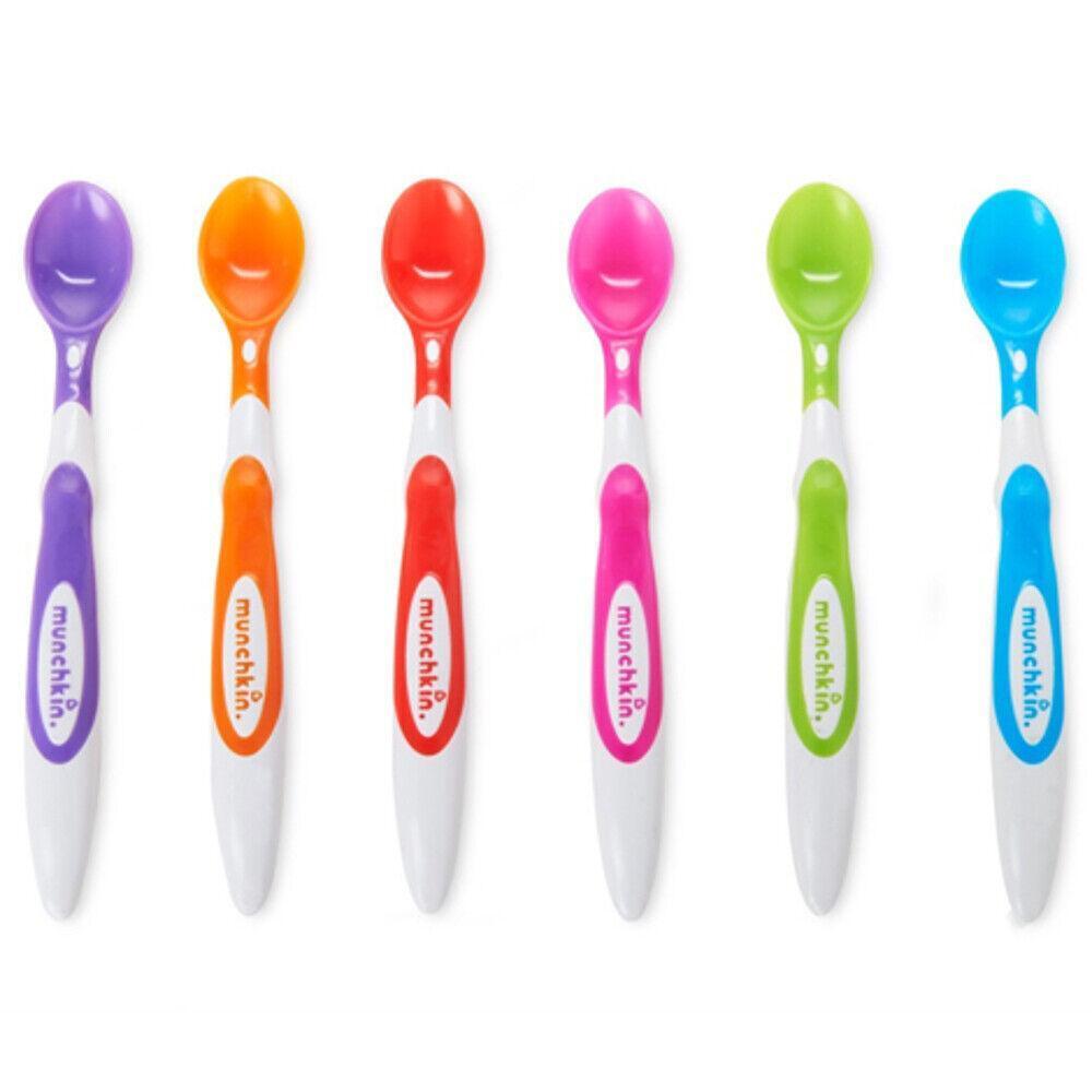 Munchkin Soft Tip Toddler & Baby Spoons, Baby Weaning Spoons Set with Ergonomic Handles, Dishwasher Safe Plastic Cutlery, BPA Free Baby Feeding Spoons & Dessert Spoons for Babies - Pack of 6