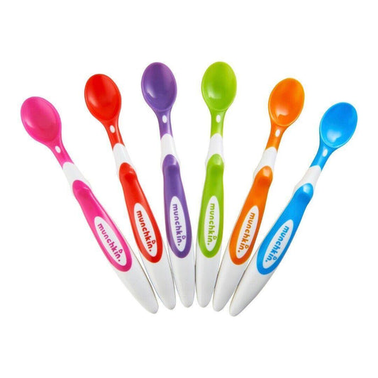 Munchkin Soft Tip Toddler & Baby Spoons, Baby Weaning Spoons Set with Ergonomic Handles, Dishwasher Safe Plastic Cutlery, BPA Free Baby Feeding Spoons & Dessert Spoons for Babies - Pack of 6