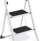 Step Ladder 2-Step Folding Safety Lock Space Saving Storage Safety Non Slip White