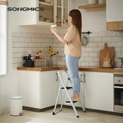 Step Ladder 2-Step Folding Safety Lock Space Saving Storage Safety Non Slip White Deal For Any Occasion