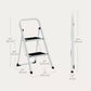 Step Ladder 2-Step Folding Safety Lock Space Saving Storage Safety Non Slip White