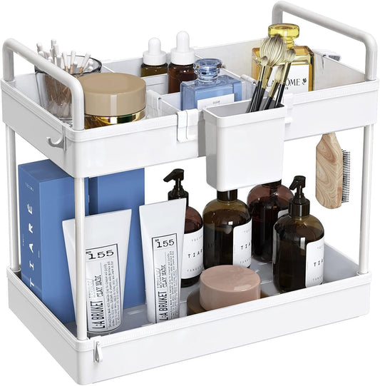 Under Sink Storage Kitchen Bath Rack Cosmetic Holder Bathroom Countertop 2-Tier