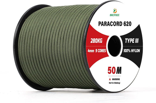 4mm 50M 9 Strands 100% Nylon Rope Type 3 Parachute Cord for Survival Outdoor