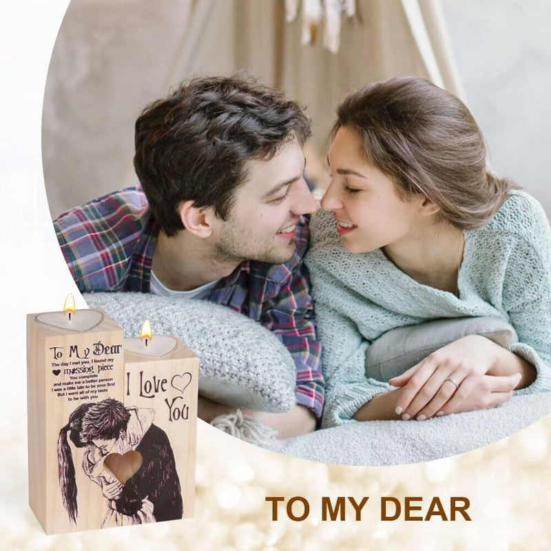 Heart Shaped Candlestick Holders Wooden Candle Holder Heart-Shaped Craft Candle