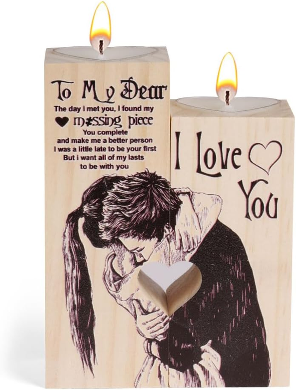 Heart Shaped Candlestick Holders Wooden Candle Holder Heart-Shaped Craft Candle
