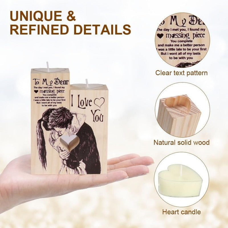 Heart Shaped Candlestick Holders Wooden Candle Holder Heart-Shaped Craft Candle