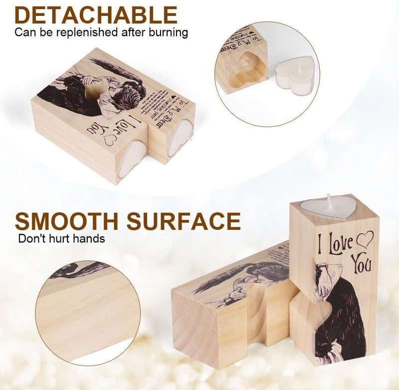 Heart Shaped Candlestick Holders Wooden Candle Holder Heart-Shaped Craft Candle