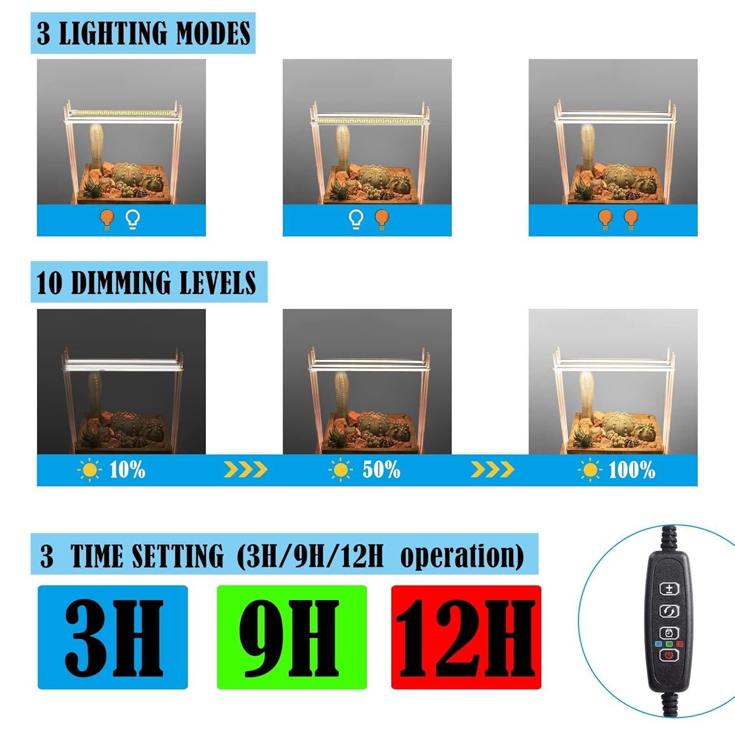 Grow Light Switch Cable Dimming DC 5.5mm x 2.5mm 1 Male to 2 Female