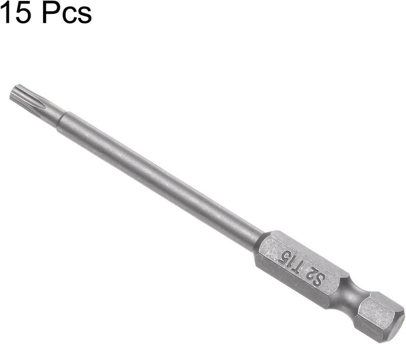 15Pcs T15 Torx Head Screwdriver Bit S2 Steel Magnetic Screw Drive Drill Bit 3''
