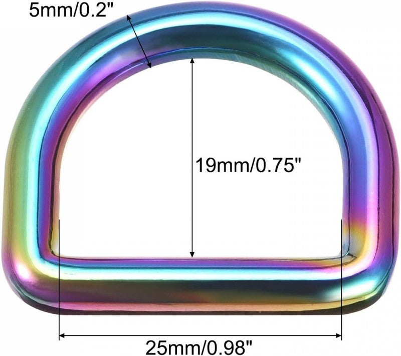Metal D Ring 0.98'' / 25Mm Zinc Alloy Buckle for Hardware Craft DIY Colorful 6Pcs