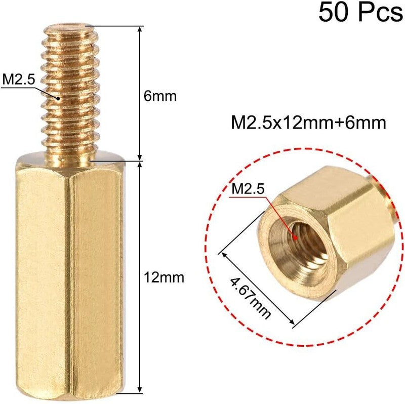 M2.5 X 12Mm 6Mm Male Female Brass Hex PCB Motherboard Spacer Standoff FPV Drone