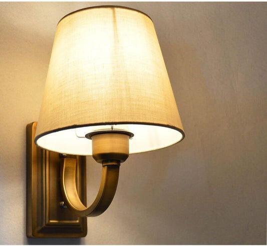 Wall Light Bedside Arm Lamp E14 Socket Fixture Shade Brass Plating 240V