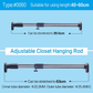 Extendable Rod Curtain Shower Clothes Wardrobe Hanging Tube Rail Grey 40-60 cm