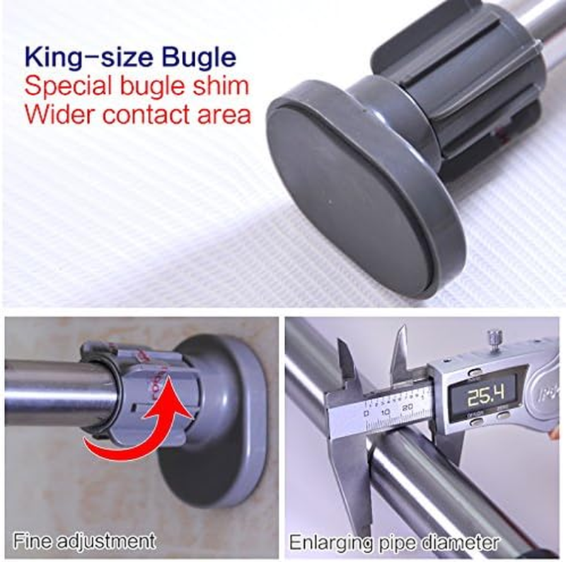 Extendable Rod Curtain Shower Clothes Wardrobe Hanging Tube Rail Grey 40-60 cm