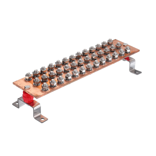 Copper Ground Bar 39 Terminal Position Power Electrical Busbar Insulator 16''
