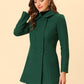 Women'S Trench Coat Long Sleeves Winter Jacket Pea Green Large