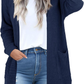 Women's Long Cardigan Summer Knit Sweater Lightweight Open Front Pockets XL