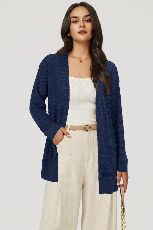 Women's Long Cardigan Summer Knit Sweater Lightweight Open Front Pockets XL