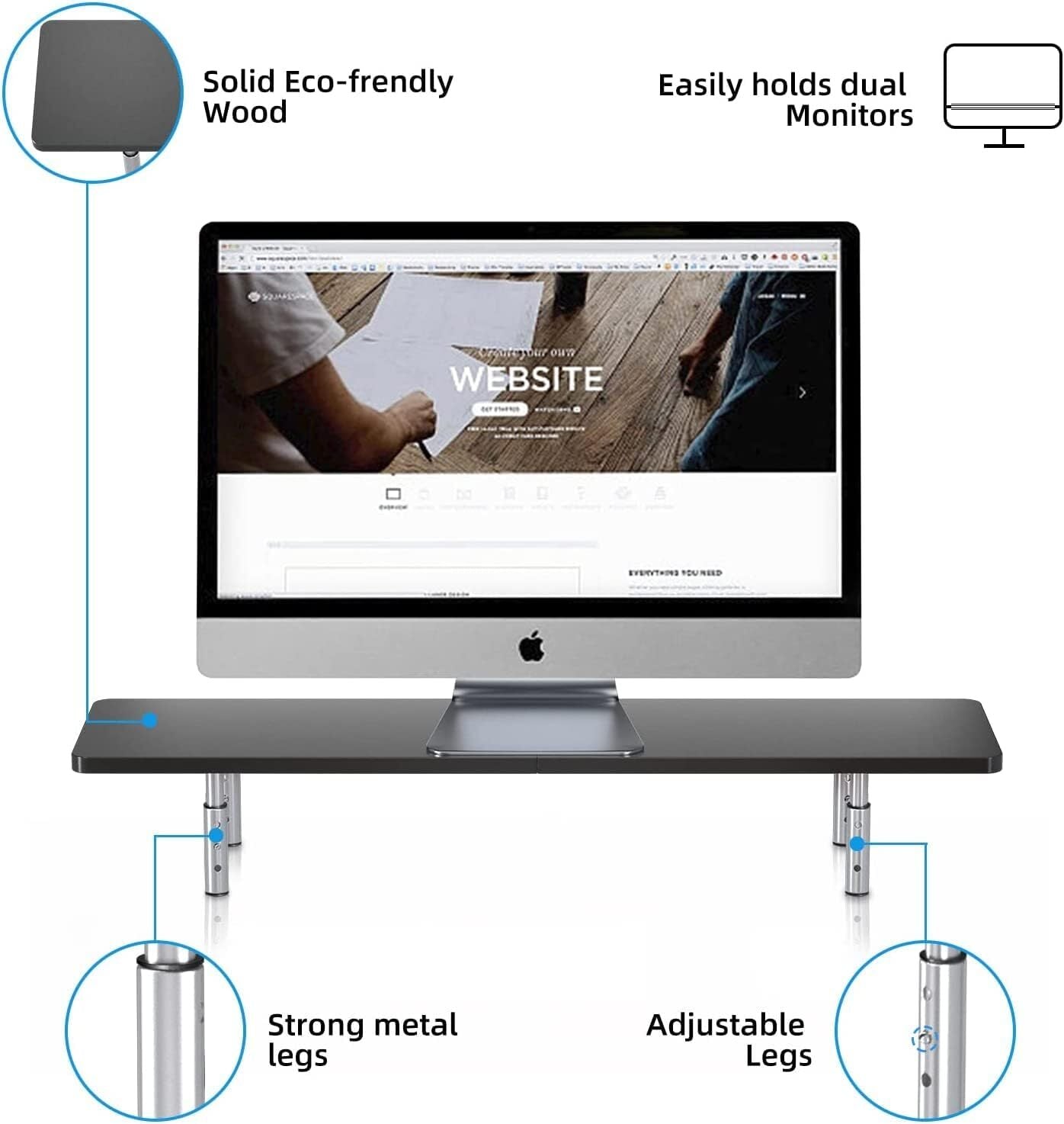 Computer Monitor Stand Metal Riser Laptop Printer PC Desk Adjustable Height
