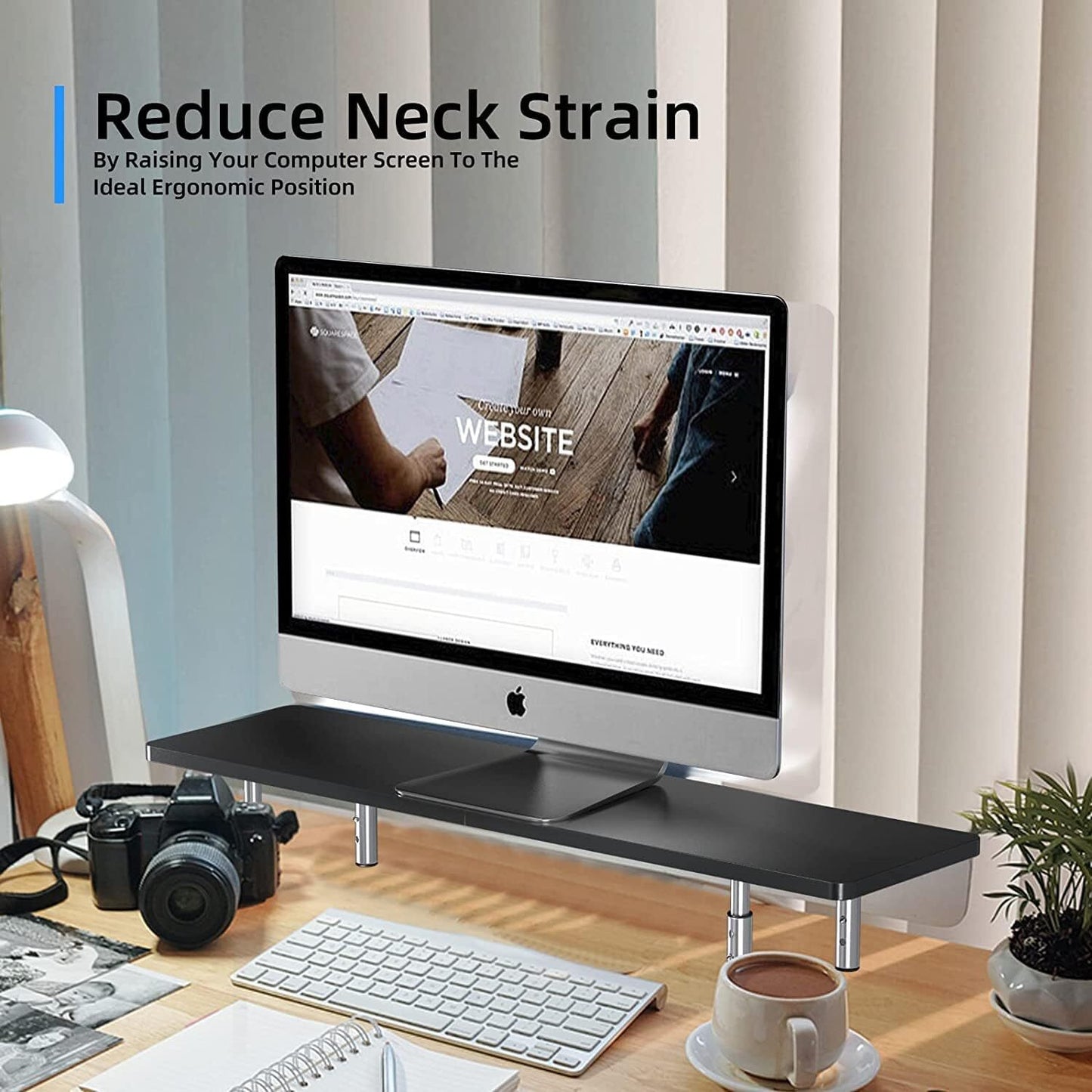 Computer Monitor Stand Metal Riser Laptop Printer PC Desk Adjustable Height