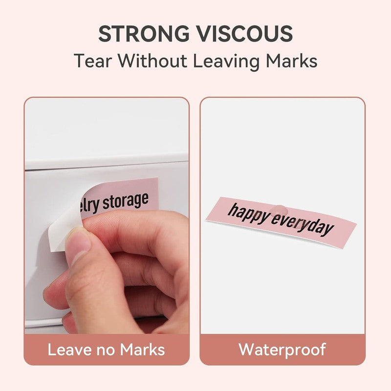 Waterproof Label Tape 15mmx4m Pink DIY Self-Adhesive for Label Printer