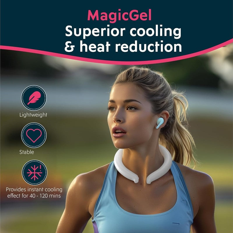 Reusable Ice Cooling Neck Ring Wrap  Stay Cool Relief from Heat, Tap Water Use