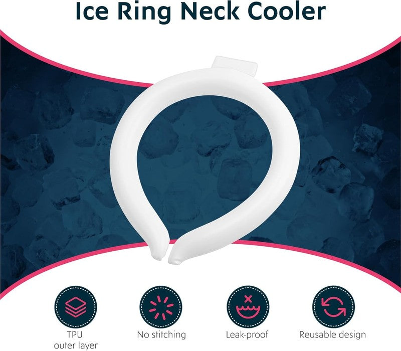 Reusable Ice Cooling Neck Ring Wrap  Stay Cool Relief from Heat, Tap Water Use