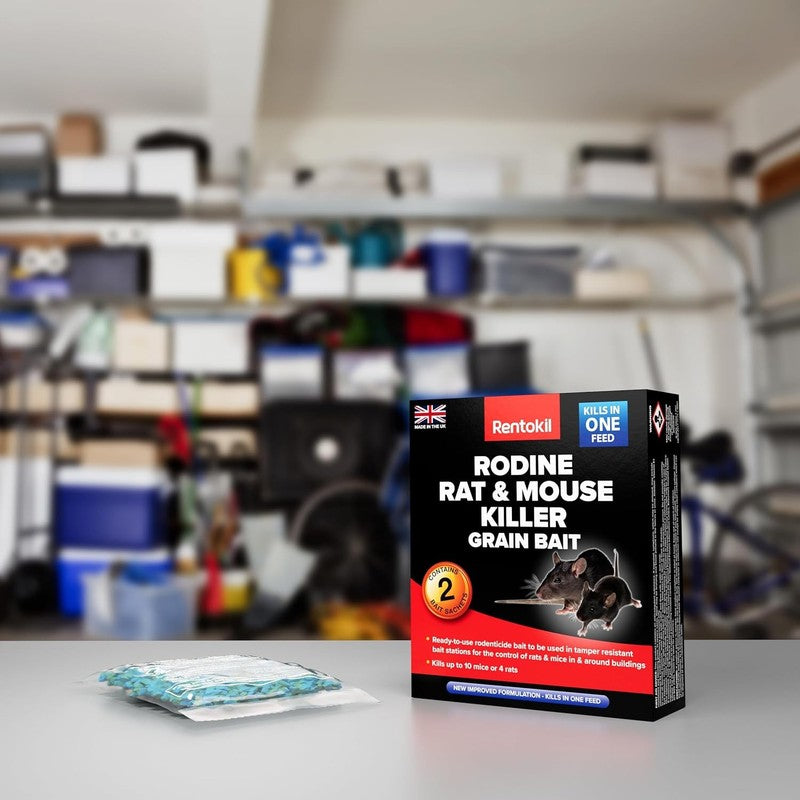 Mouse Killer Grain Bait 5x10g Sachets Strong Rodent Poison Indoor Outdoor Use