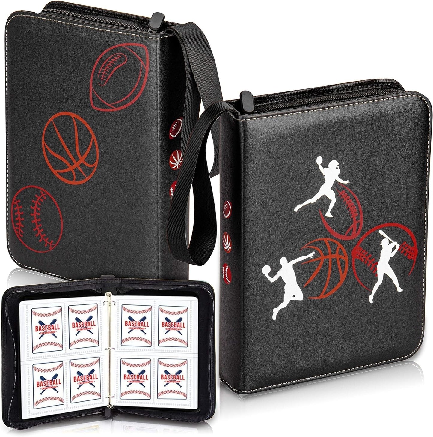 50 Pages 4 Pocket Card Binder Album Trading Cards Collection Holder Sports