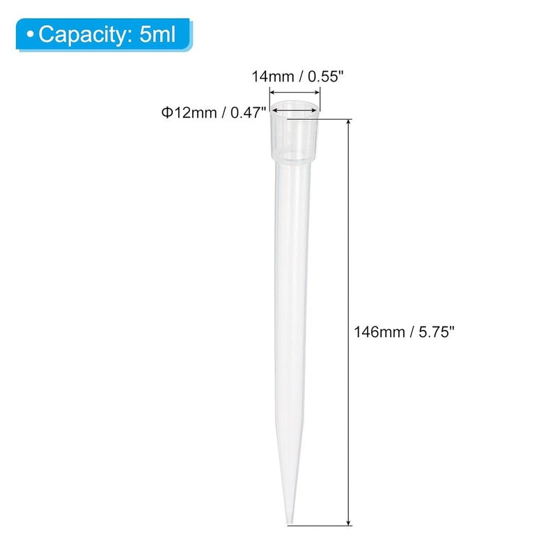 100Pcs 5ml Pipette Tips Clear PP Plastic Autoclavable Universal Lab Pipettor