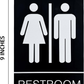 Unisex Toilet Door Sign with Braille Acrylic Restroom Sign Self Adhesive 9x6