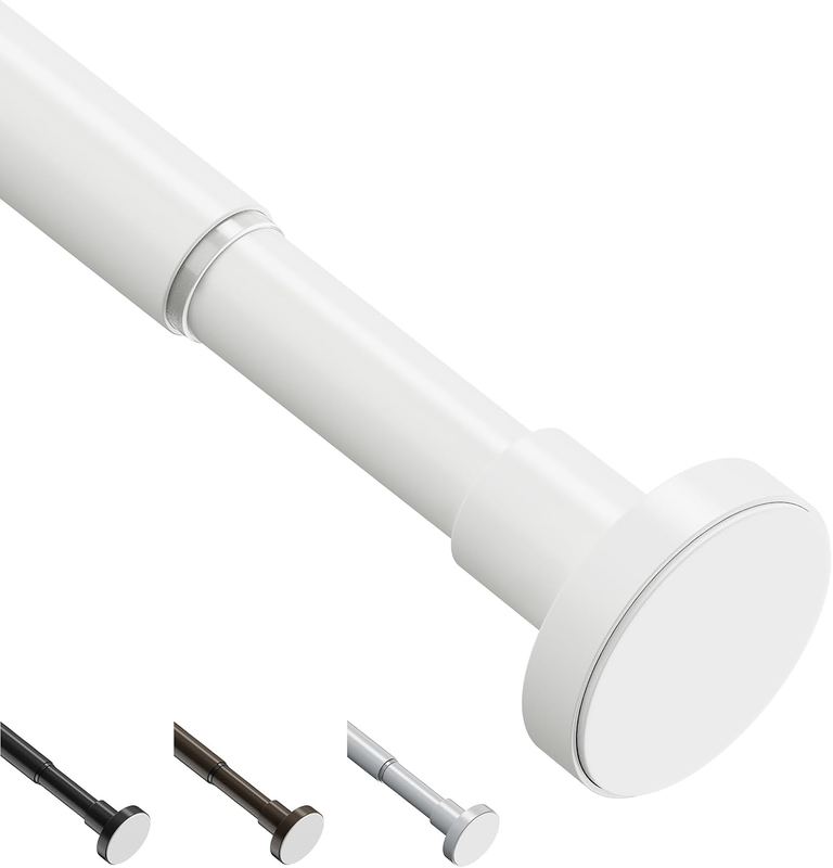 Extendable Shower Curtain Rod 48-82CM No Drill Adjustable Tension Pole White