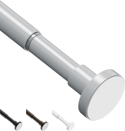Extendable Curtain Tension Rod 48-118CM No Drill Adjustable Shower Window Gray