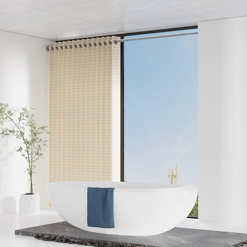 Extendable Curtain Tension Rod 48-118CM No Drill Adjustable Shower Window Gray