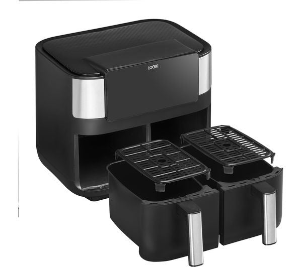 Logik Air Fryer Dual Basket 7.2L L72AFB23 Black Silver Large Capacity Cooker