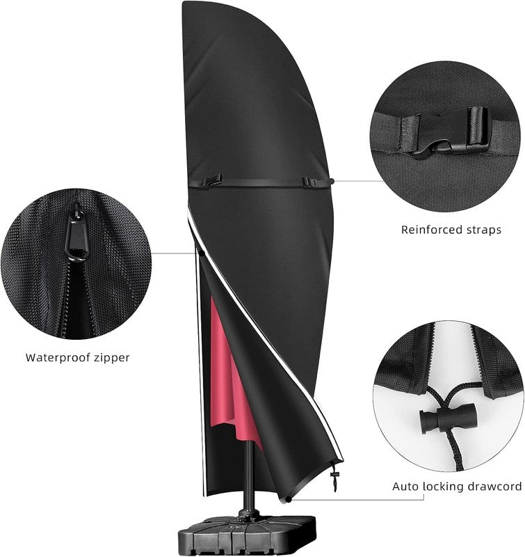Garden Parasol Umbrella Cover Waterproof Anti-UV Patio Oxford 81x30x46cm Black