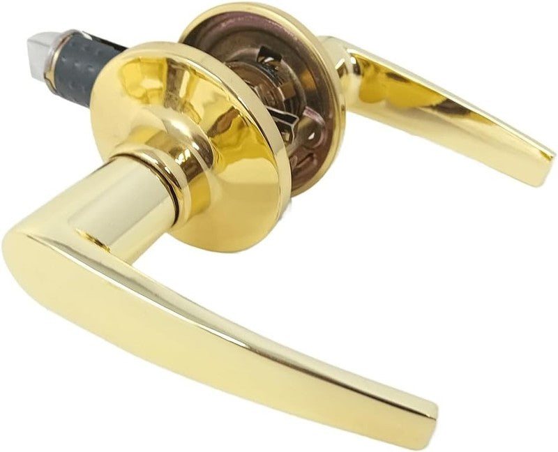 Door Handle Set Gold Smooth Finish Brass Mortice Latch Interior Circular Pack of