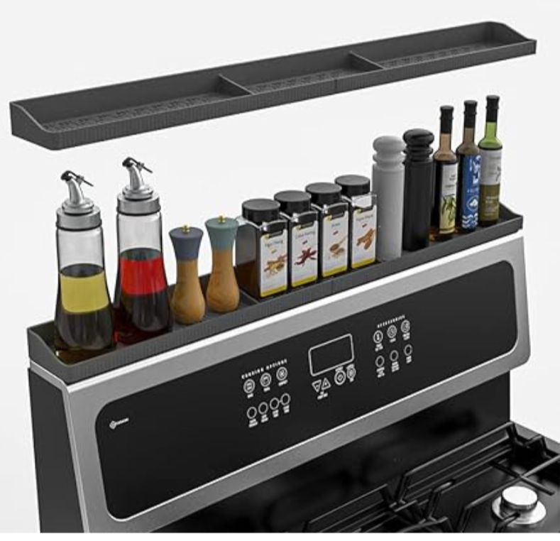 Kitchen Stove Top Shelf 30'' Spice Rack Organiser Magnetic Shelf Cabinet Grey