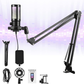 USB Gaming Microphone PC Cardioid Condenser Mic Kit RGB Boom Arm Mute Streaming