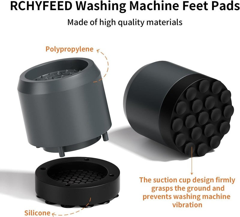 Anti Vibration Feet Pads Washing Machine Dryer Support Stand Rubber Grey 4Pc