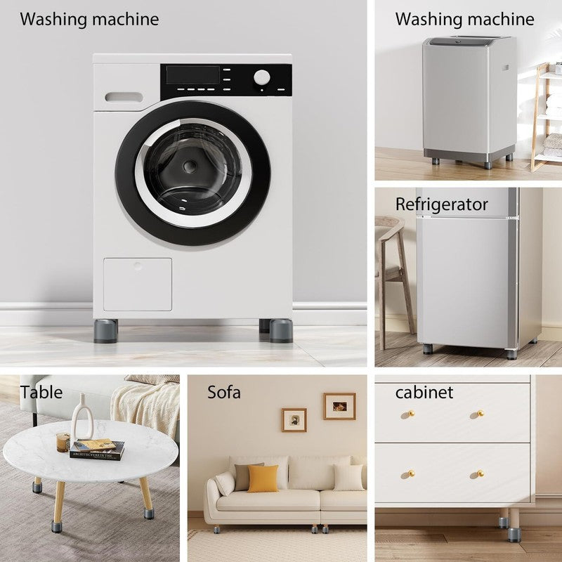 Anti Vibration Feet Pads Washing Machine Dryer Support Stand Rubber Grey 4Pc