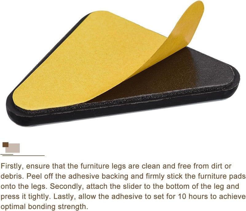 20Pcs Furniture Sliders PTFE Triangle Self Adhesive Chair Glides Floor Protector