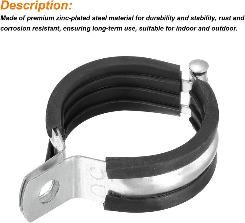 8Pcs Pipe Strap Split Ring Hanger 60mm Rubber Cushion Support Bracket Clamps