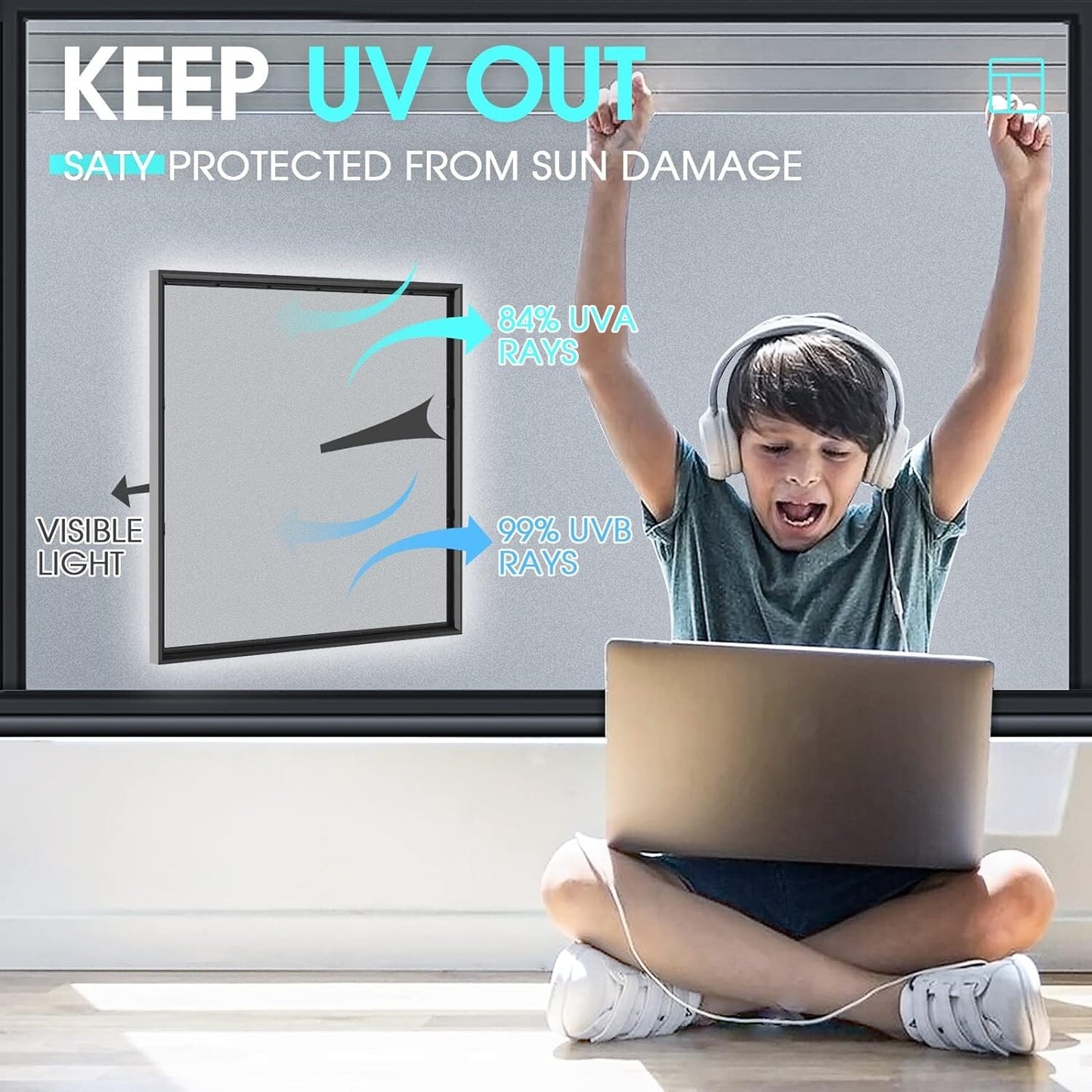 Frosted Glass Window Film Static Cling Privacy Removable Non Adhesive 44.5x300cm