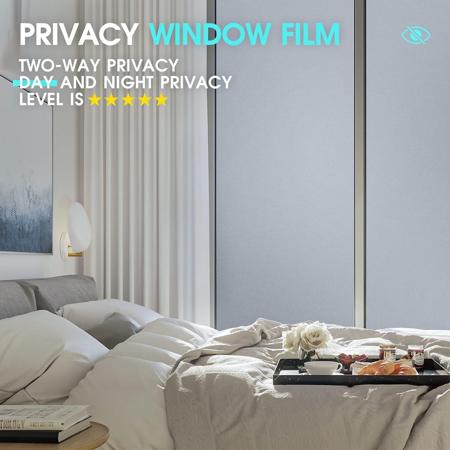 Frosted Glass Window Film Static Cling Privacy Removable Non Adhesive 44.5x300cm